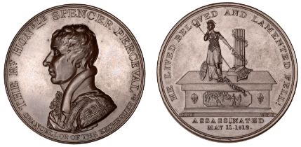 Assassination of Spencer Perceval, 1812, a copper medal by W. Turnpenny for Kempson & Son, b...