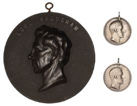 Henry Brougham, 1818, silver medals (2), by G. Mills, bare head right, rev. legend within wr...