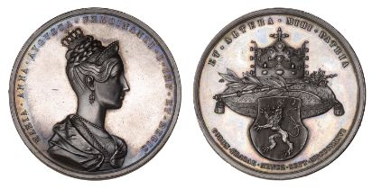 AUSTRIA, Coronation of Maria Anna in Prague, 1836, a bronze medal by J.D. Boehm, crowned bus...