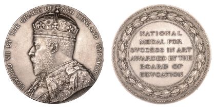 General, Board of Education, National Medal [1901], a silver award by G.W. de Saulles, crown...