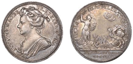 Anne, Coronation, 1702, a silver medal, unsigned [by J. Croker], draped bust left, rev. Anne...