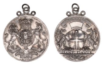 City of London, silver Broker's Pass, c. 1801-30, by J. Milton, Royal arms, rev. City of Lon...