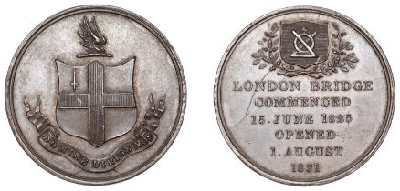 Opening of London Bridge, 1831, a copper medal by B. Wyon, arms, crest and motto of the City...