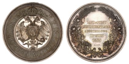 AUSTRIA, Agriculture and Forestry Exhibition, Vienna, 1866, a silver medal by H. Jauner, cro...