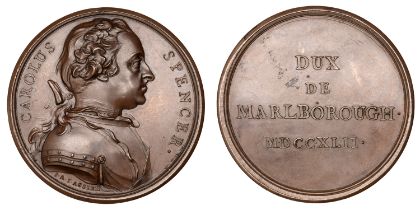 Charles, Duke of Marlborough, 1742, a copper medal by J.-A. Dassier, armoured bust right, re...