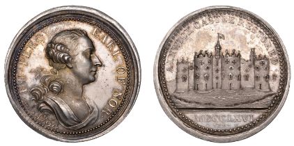 Restoration of Alnwick Castle, 1766, a silver medal by J. Kirk, bust of the Duke of Northumb...