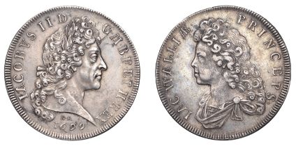 Prince James and the Legitimacy of Succession, 1699, a silver medal by N. Roettiers, bust of...