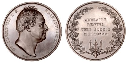 William IV, Accession, 1830, a copper medal by W. Wyon after F. Chantrey, bare head right, r...
