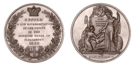 Reform Bill Passed, 1832, a copper medal by B. Wyon for the Corporation of London, crowned l...