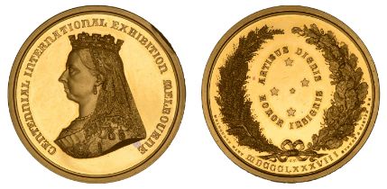 AUSTRALIA, Centennial International Exhibition, Melbourne, 1888, a gold award medal by Stoke...