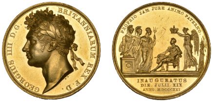 George IV, Coronation, 1821, a gold medal by B. Pistrucci, laureate head left, rev. Britanni...