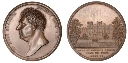 Death of George IV, 1830, a copper medal, unsigned [by B. Faulkner?], bare head left, rev. v...