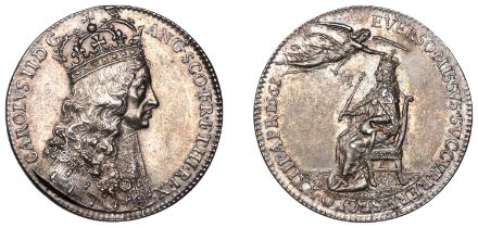Charles II, Coronation, 1661, a struck silver medal by T. Simon, crowned bust right, signed...
