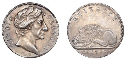 State of Britain, c. 1667, a silver medal by P. Roettiers, bust of Charles II right with sho...