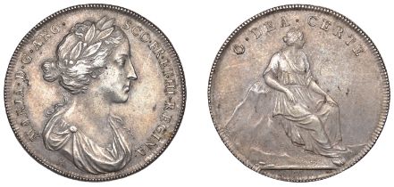 Mary of Modena, Coronation, 1685, a silver medal by J. Roettiers, laureate and draped bust r...