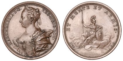 AUSTRIA, Maria Theresa, 1745, a copper medal by J. Dassier, bust left, rev. Minerva seated o...