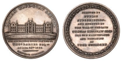 Local, LANCASHIRE, Oldham Blue-Coat School, 1829, a silver medal by T. Halliday, view of the...