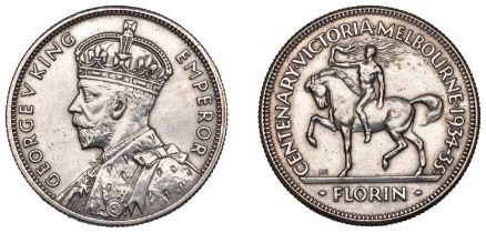 Australia, George V, Florin, 1934, Melbourne Centenary (KM 33). Cleaned, extremely fine Â£6...