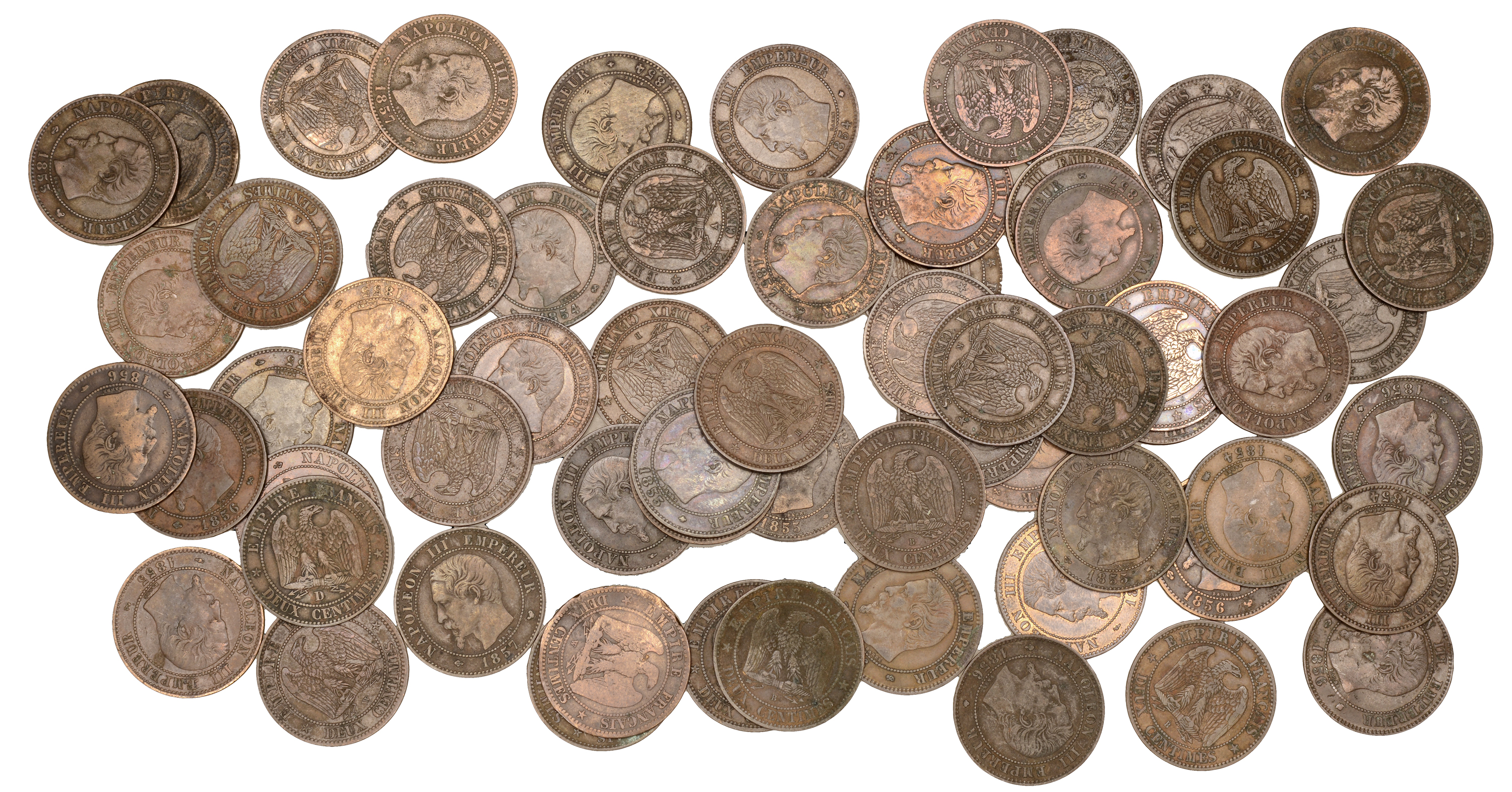 France, Napoleon III (1852-1870), 2 Centimes (63), 1853a (2), 1853b, 1853bb, 1853w, 1854a (3...