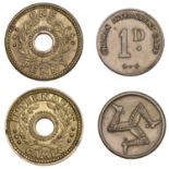 Australia, Internment Camps, One Penny, undated, brass with central hole, 21mm; ISLE OF MAN,...