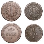 France, Germany, MAINZ, Siege coinage, 2 Sols and 1 Sol, 1793 (Gad. 65-6) [2]. Very fine and...