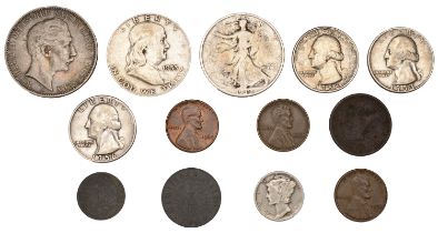 United States of America, Half-Dollars (2), Quarter-Dollars (3), Dime (1), Cents (3); togeth...
