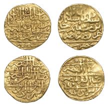 Suleyman I, Sultanis (2), Misr, dates off flan, 3.48g/3h, 3.38g/9h (A 1317; ICV 3158) [2]. V...