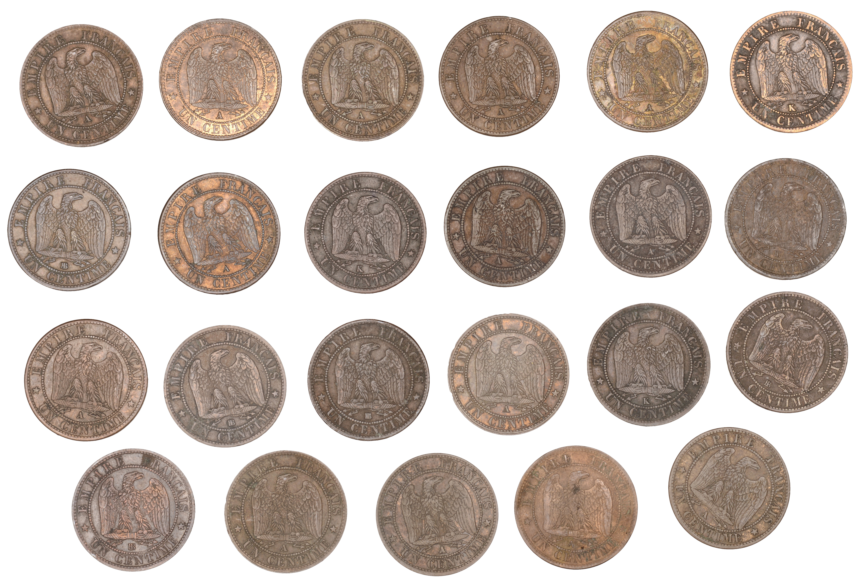 France, Napoleon III (1852-1870), Centimes (23), 1861a (5), 1861bb (4), 1861k, 1862a (7), 18... - Image 2 of 2
