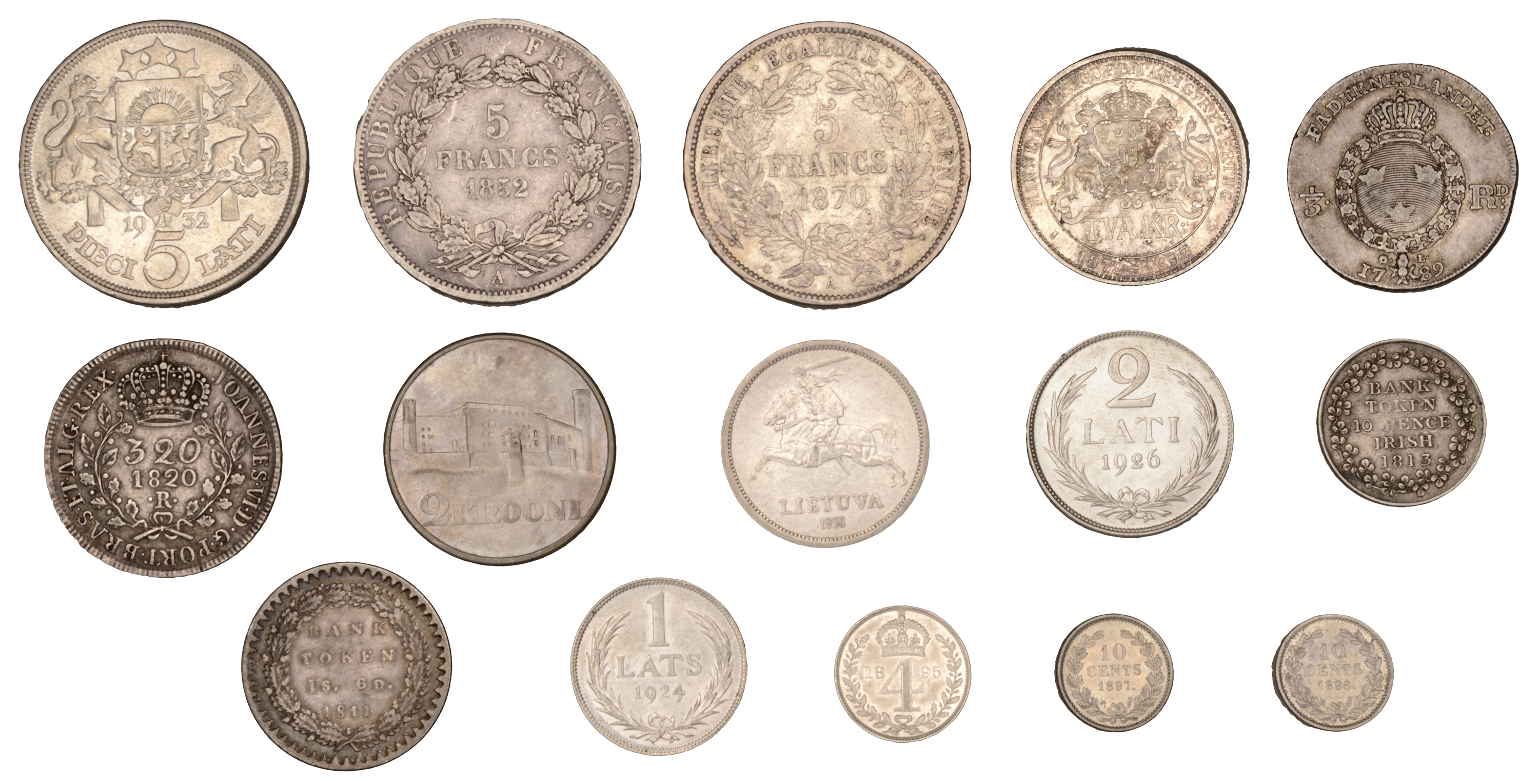 Brazil, John VI, 320 RÃ©is, 1820r, (Gomes 19.05; KM. 324.2); FRANCE, Louis-Napoleon, 5 Francs... - Image 2 of 2