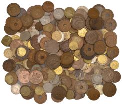 Miscellaneous, World coins and tokens, in silver (14), base metal (286) [300]. Varied state...