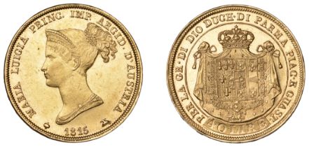 Italy, PARMA, Maria Luigia, 40 Lire, 1815, 12.90g/6h (MIR 1091/1; KM C32; F 933). Lightly cl...