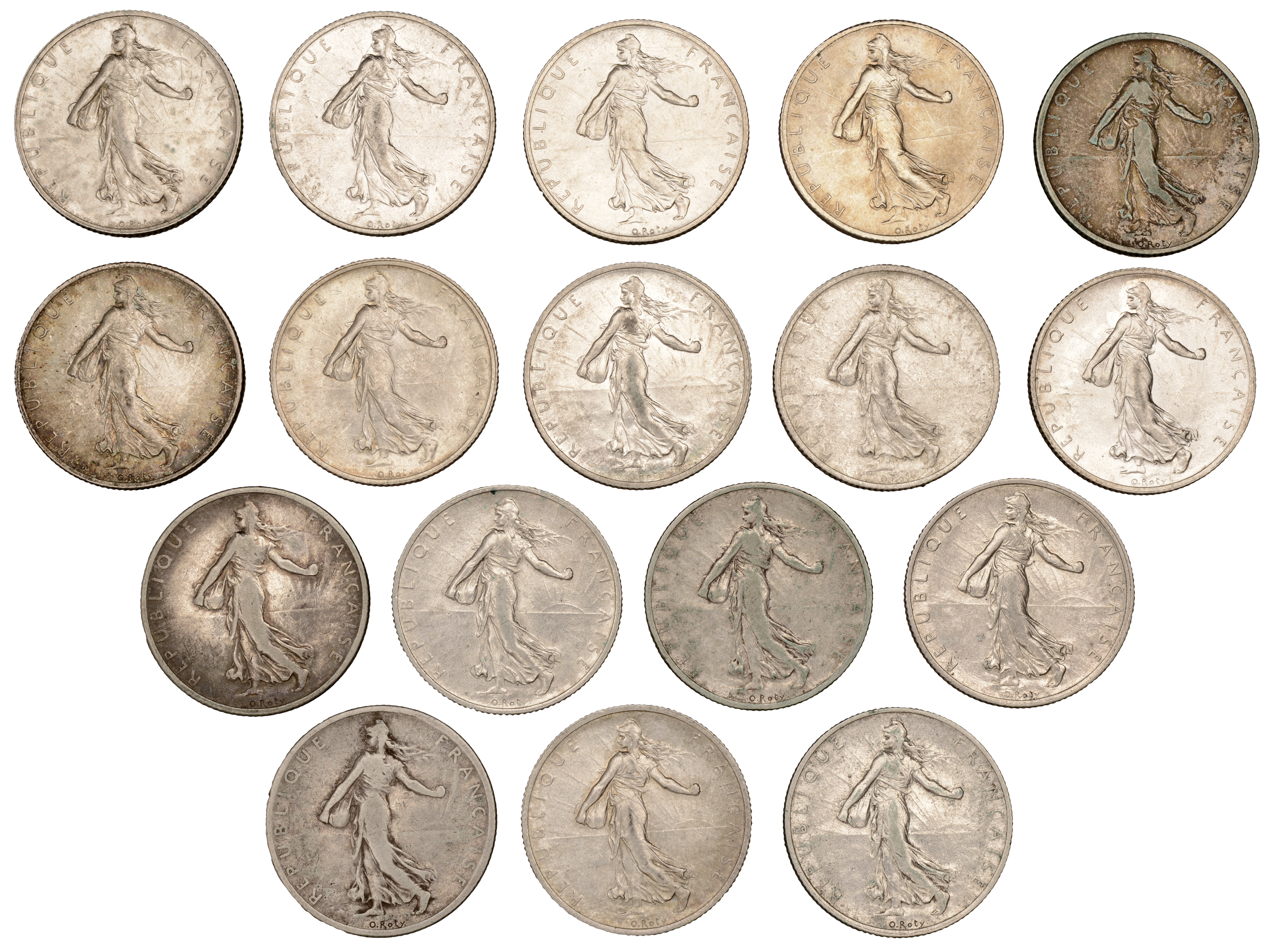 France, Third Republic (1871-1940), 2 Francs (17), 1898-1902, 1904, 1905, 1908, 1912, 1914,...