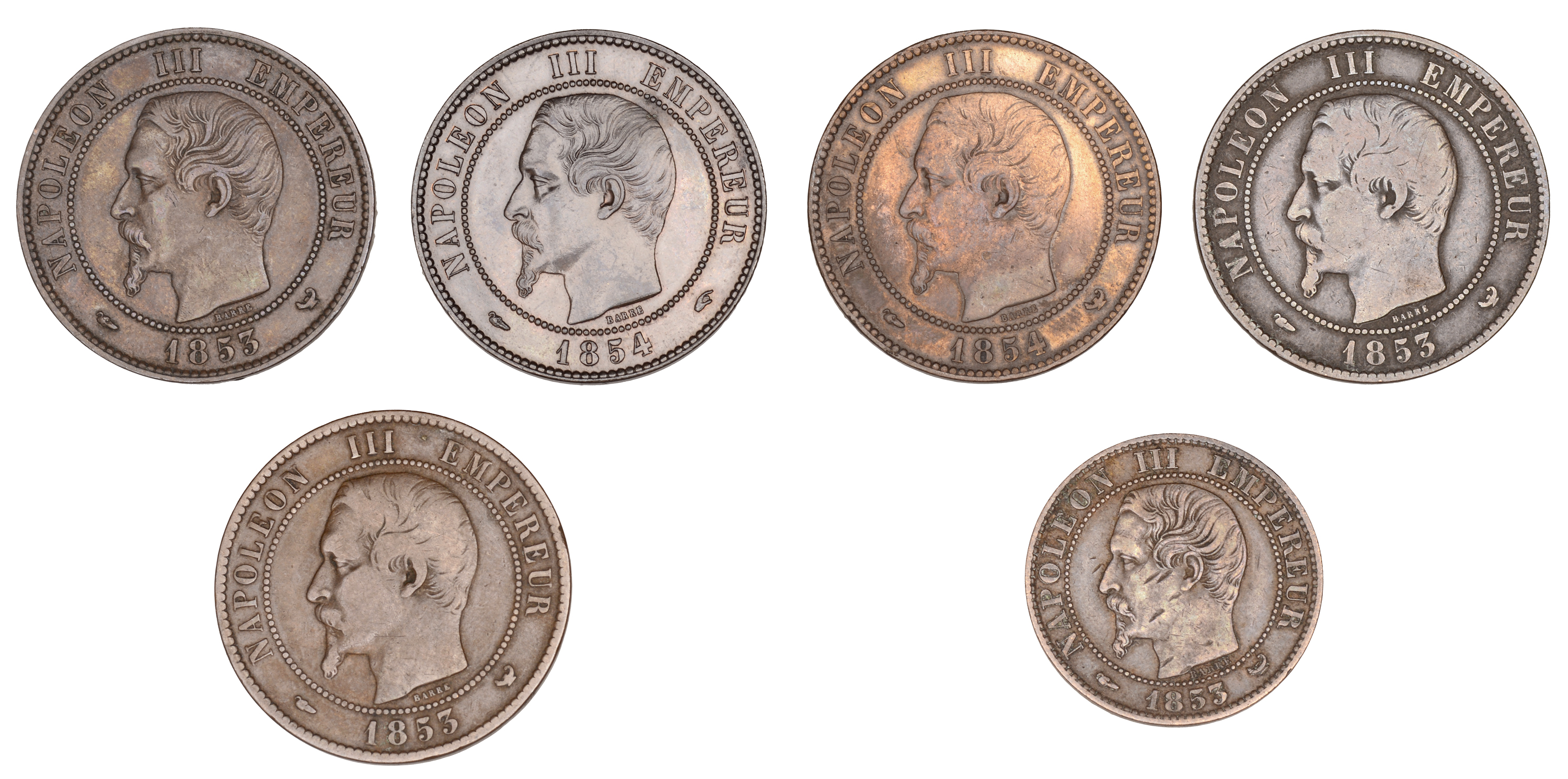 France, Napoleon III (1852-1870), Medallic 10 Centimes (5): Visit to Lille, 1853 (3) (VG 336...