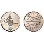 Egypt, Abdul Aziz, Piedfort Pattern 80 Para, struck in copper-nickel, Misr 1277h, yr 10, edg...