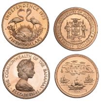 Bahamas, Elizabeth II, Proof 50 Dollars, 1973 (KM. 48); JAMAICA, Elizabeth II, 20 Dollars, 1...