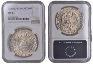 Mexico, Republic, 8 Reales, 1884br, Guanajuato (KM 377.8). Extremely fine [certified and gra...
