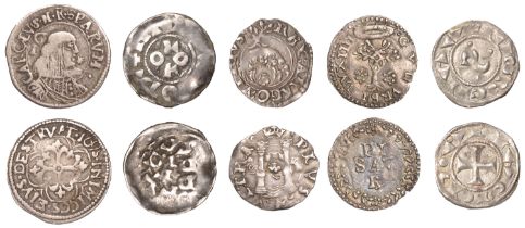 Italy, NAPLES, Charles V (1516-56), Cinquina, 0.68g/9h; PAVIA, Otto I (961-73), Denaro, 1.27...