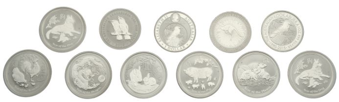 Australia, Elizabeth II, one-ounce silver coins (11), Chinese New Year (7), 2008, 2011, 2012...