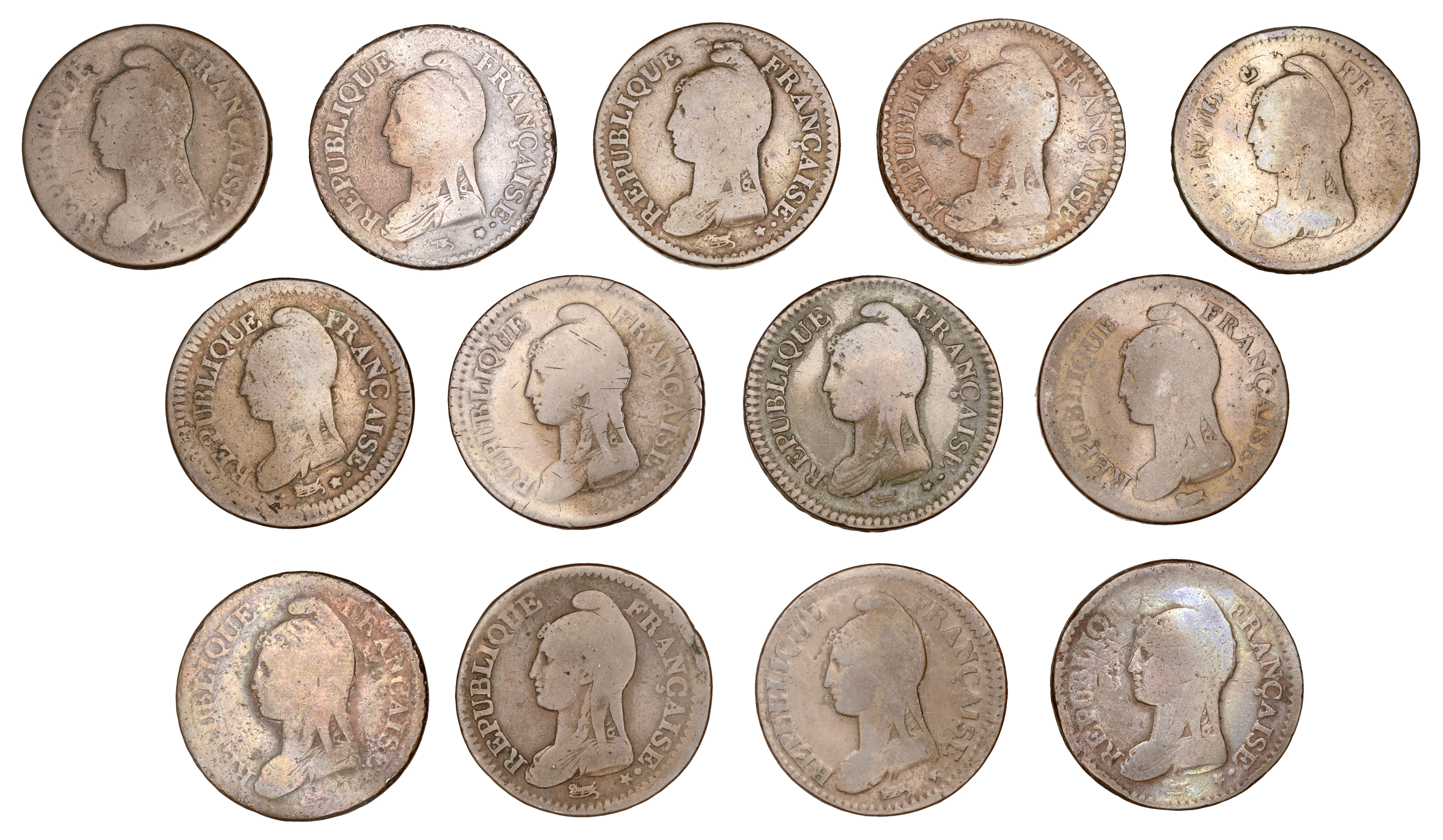 France, Consulate (1799-1804), DÃ©cimes (13), AN 8a (4), AN 8aa (4), AN 8bb (3), AN 8k (2) (G...