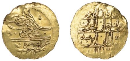 Abdul Hamid I, Zeri Mahbub, Misr 1187h, 'abd, second toughra, 2.56g/12h (OC â€“; ICV 3412). Pe...