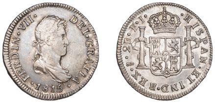 Chile, Ferdinand VII, 2 Reales, 1815fj, Santiago, 6.73g/12h (CCT 908; CayÃ³n 15509). Lightly...