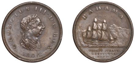 Bahamas, George III, Penny, 1806 (Prid. 1; KM. 1). Very fine or better, brown patina, scarce...