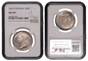 Portugal, Maria II, 500 RÃ©is, 1842 (Gomes 31.05; KM. 471). About as struck, lustrous [Graded...