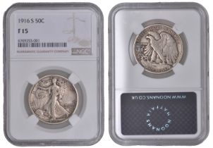 United States of America, Half-Dollar, 1916s. Fine, rare [certified and graded by NGC as F 1...