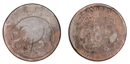 United States of America, London Elephant series, African Halfpenny, elephant, rev. arms, sw...