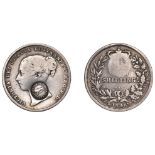 Costa Rica, Republic, countermarked coinage, 2 Reales, a Victoria Shilling, 1846, with type...