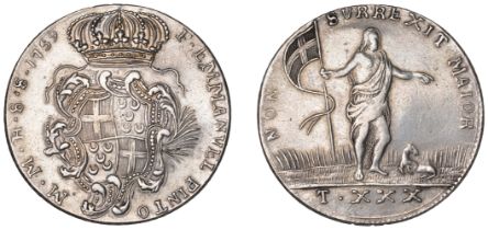 Malta, Emmanuel Pinto, 30 TarÃ­, 1759, 27.34g/6h (RS p.166, 76; Schembri p.157, 9; KM. A256)....