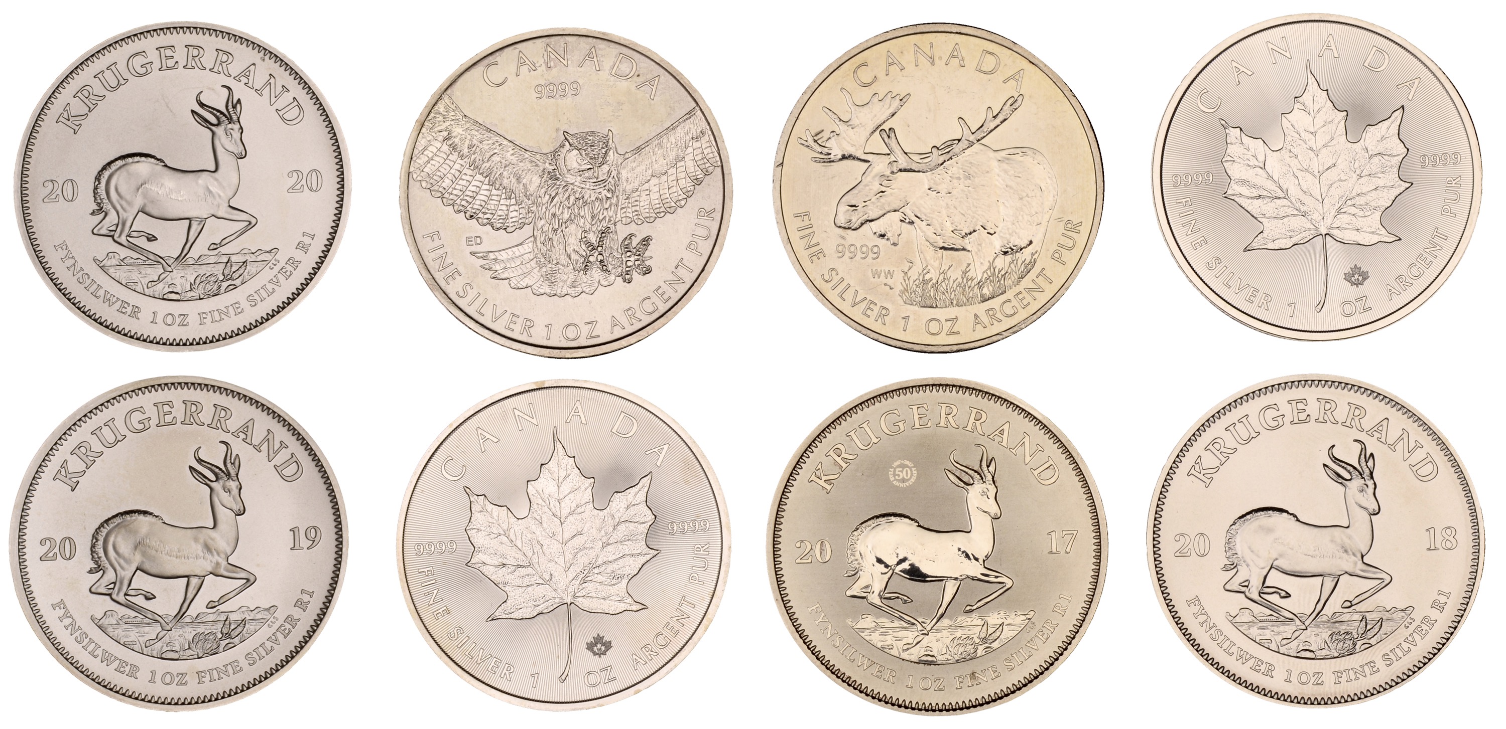 Canada, Elizabeth II, one-ounce Five-Dollar silver coins (4), Maple-leaf (2), 2015, 2019, Mo... - Image 2 of 2