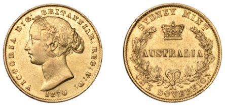 Australia, Victoria, Sovereign, 1870, Sydney (M a375; KM 4; F 10). Good very fine Â£500-Â£700