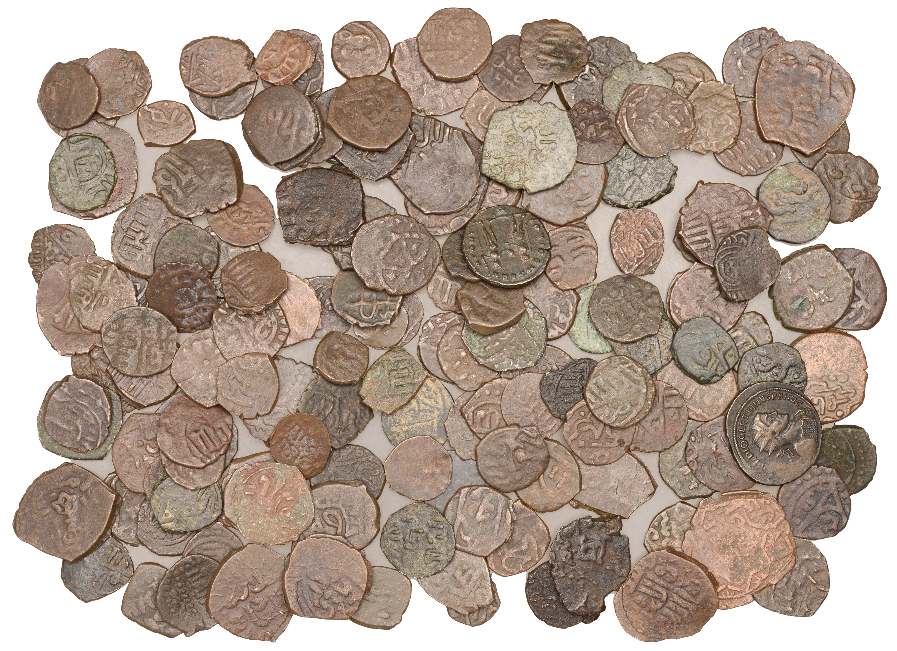 Mamluk, Assorted Mamluk copper coins (165), various types; together with two Roman bronze co...